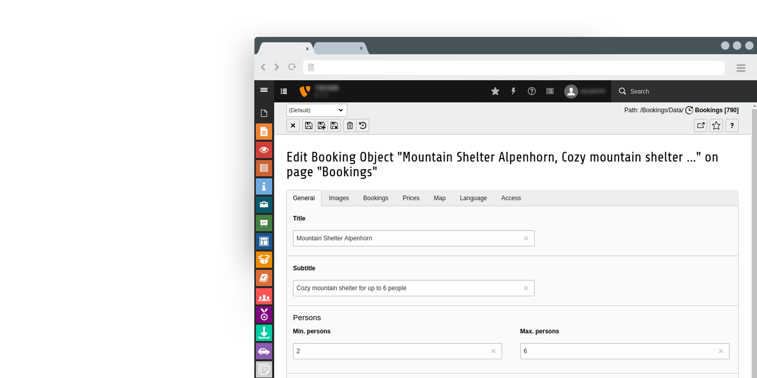 Bookings Bearbeitung der grundsätzlichen Einstellungen