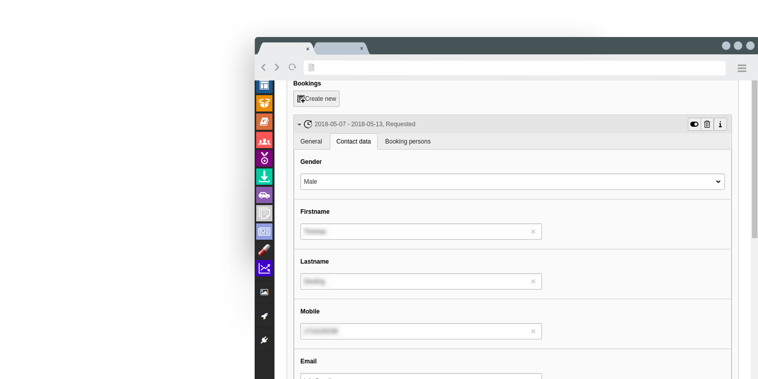 Bearbeitung der Bookings Kontaktdaten